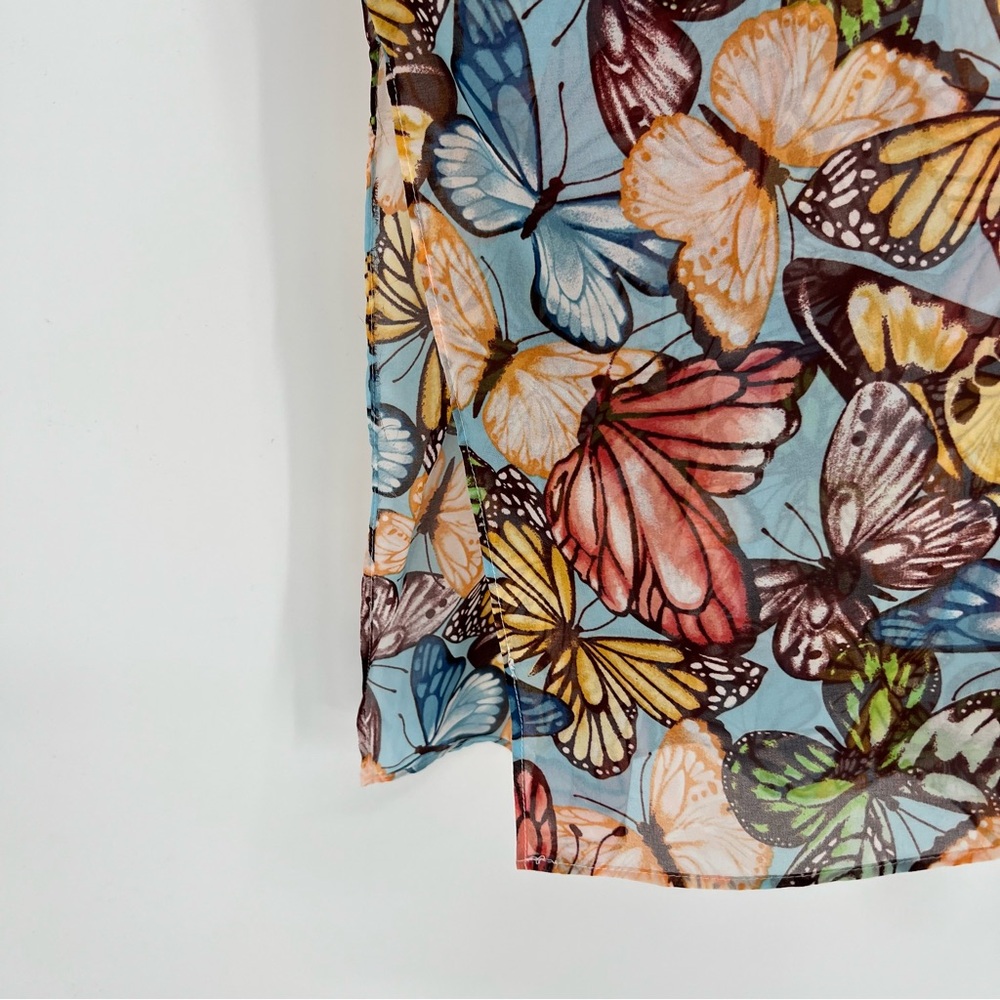 Spin Womens Kimono Plus Size Butterfly Print Multicolored Sheer Flowy NEW - Picture 5 of 8